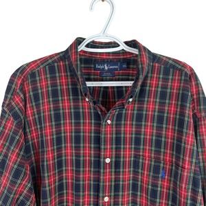 Ralph Lauren Blaire Heavy Cotton Flannel Shirt Mens 2XL Tartan Plaid Long Sleeve